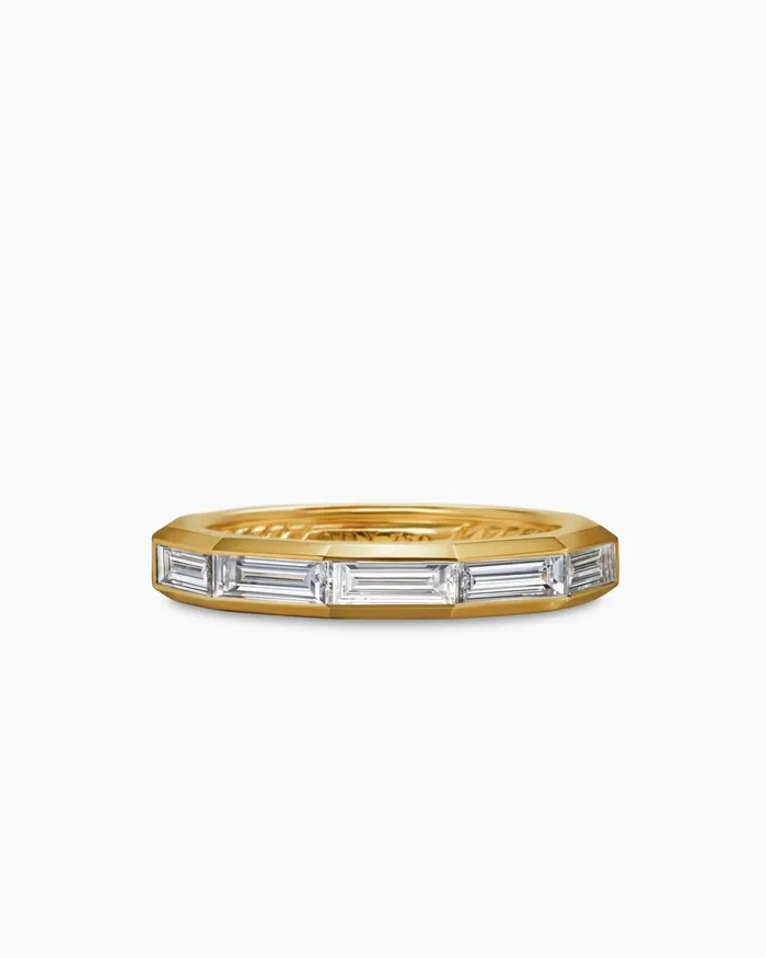 DY Delaunay Band Ring In 18K Yellow Gold With Baguette Diamonds 32mm Women David Yurman Band DY Delaunay Band Ring In 18K Yellow Gold With Baguette Diamonds 32mm Women David Yurman Band