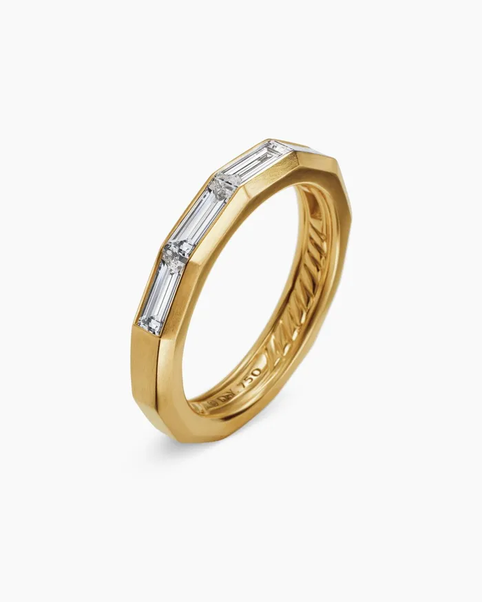 DY Delaunay Band Ring In 18K Yellow Gold With Baguette Diamonds 32mm Women David Yurman Band DY Delaunay Band Ring In 18K Yellow Gold With Baguette Diamonds 32mm Women David Yurman Band