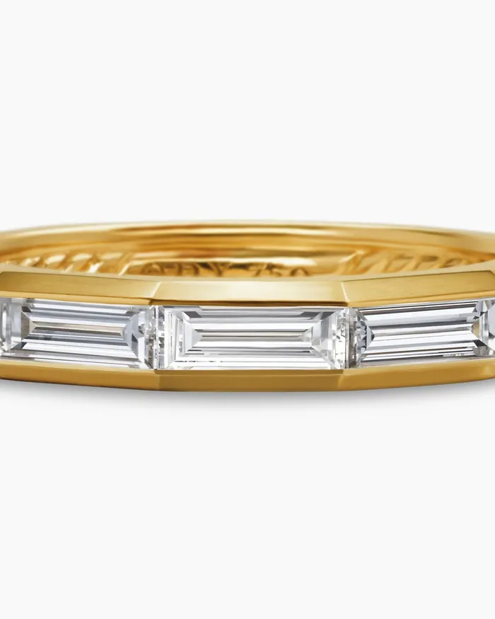 DY Delaunay Band Ring In 18K Yellow Gold With Baguette Diamonds 32mm Women David Yurman Band DY Delaunay Band Ring In 18K Yellow Gold With Baguette Diamonds 32mm Women David Yurman Band