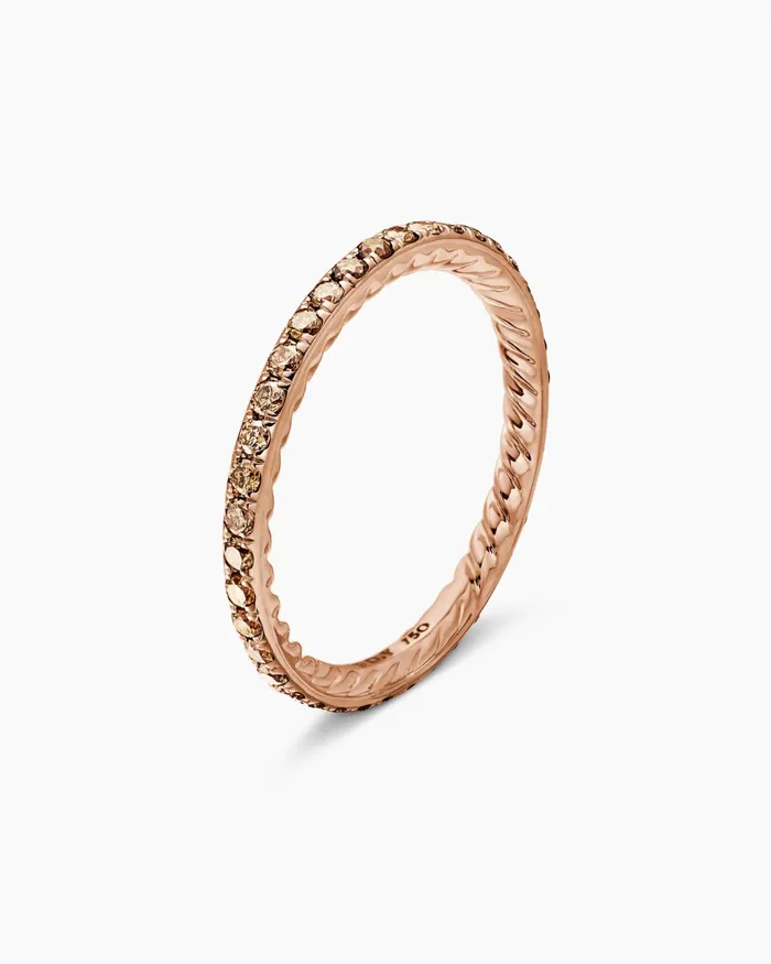 DY Eden Band Ring In 18K Rose Gold With Pav 185mm Women David Yurman Band DY Eden Band Ring In 18K Rose Gold With Pav 185mm Women David Yurman Band