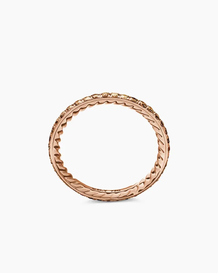 DY Eden Band Ring In 18K Rose Gold With Pav 185mm Women David Yurman Band DY Eden Band Ring In 18K Rose Gold With Pav 185mm Women David Yurman Band
