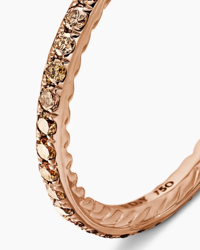 DY Eden Band Ring In 18K Rose Gold With Pav 185mm Women David Yurman Band DY Eden Band Ring In 18K Rose Gold With Pav 185mm Women David Yurman Band