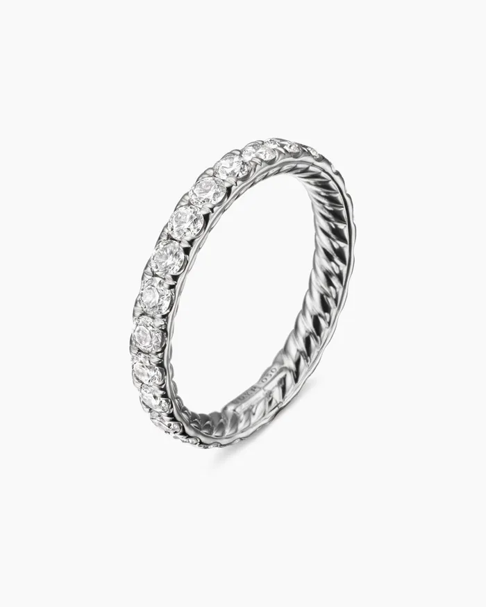 DY Eden Band Ring In Platinum With Diamonds 28mm Women David Yurman Band DY Eden Band Ring In Platinum With Diamonds 28mm Women David Yurman Band