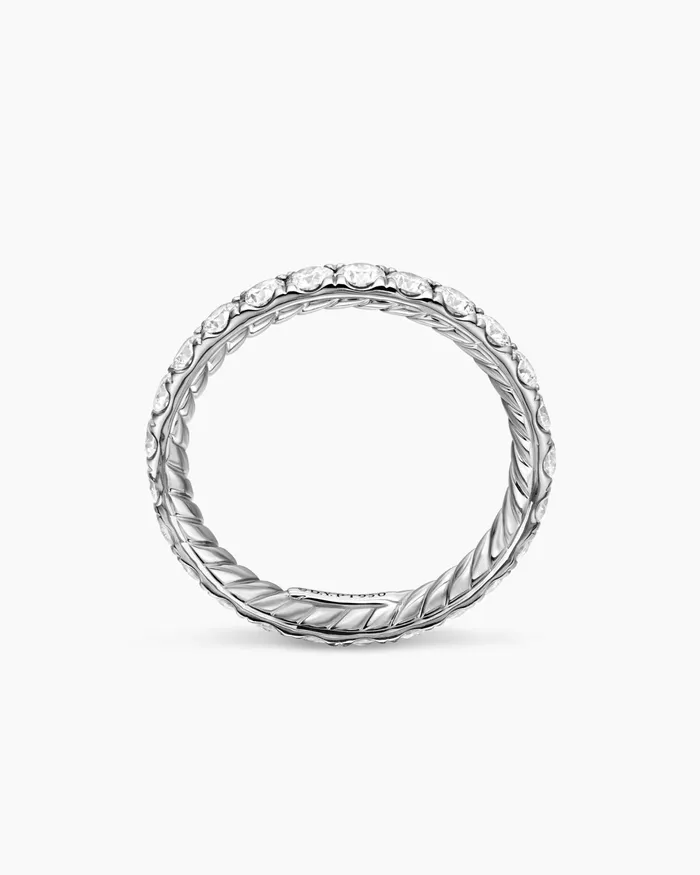 DY Eden Band Ring In Platinum With Diamonds 28mm Women David Yurman Band DY Eden Band Ring In Platinum With Diamonds 28mm Women David Yurman Band