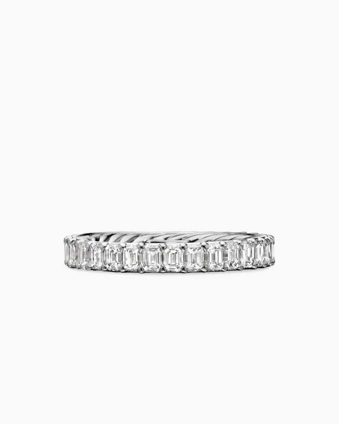 DY Eden Emerald Diamond Eternity Band Ring In Platinum 35mm Women David Yurman Band DY Eden Emerald Diamond Eternity Band Ring In Platinum 35mm Women David Yurman Band