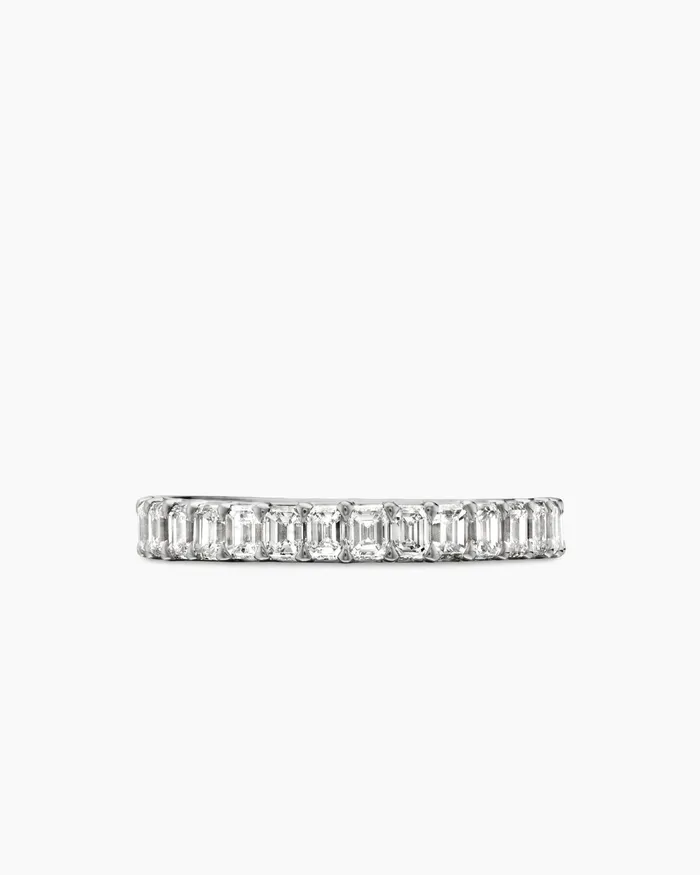 DY Eden Emerald Diamond Eternity Band Ring In Platinum 35mm Women David Yurman Band DY Eden Emerald Diamond Eternity Band Ring In Platinum 35mm Women David Yurman Band