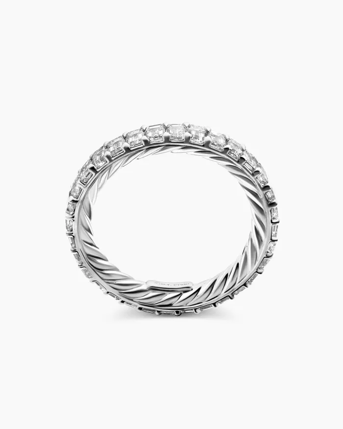 DY Eden Emerald Diamond Eternity Band Ring In Platinum 35mm Women David Yurman Band DY Eden Emerald Diamond Eternity Band Ring In Platinum 35mm Women David Yurman Band