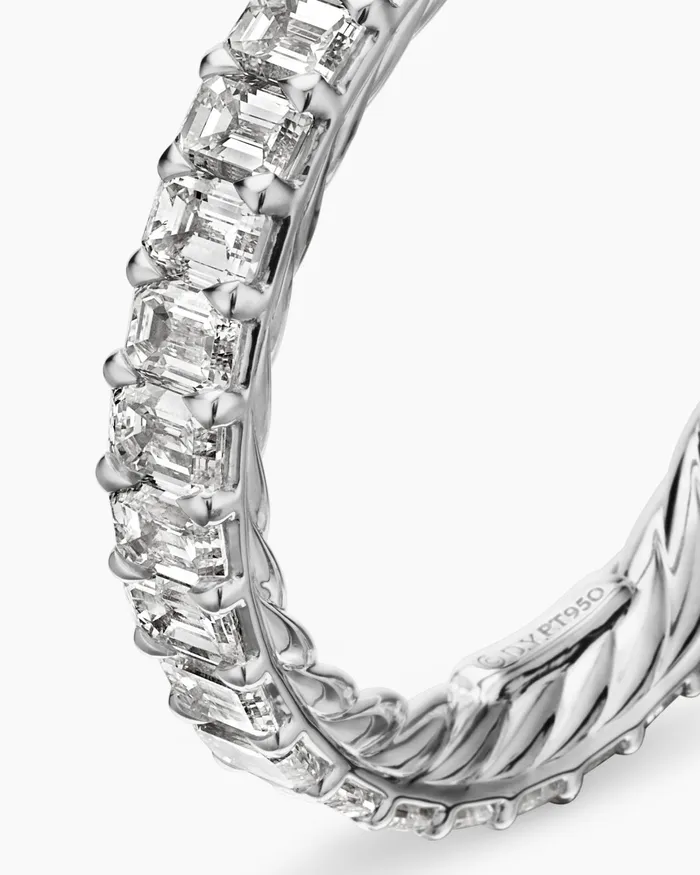 DY Eden Emerald Diamond Eternity Band Ring In Platinum 35mm Women David Yurman Band DY Eden Emerald Diamond Eternity Band Ring In Platinum 35mm Women David Yurman Band