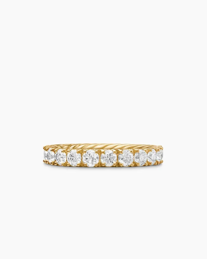 DY Eden Eternity Band Ring In 18K Yellow Gold With Diamonds 32mm Women David Yurman Band DY Eden Eternity Band Ring In 18K Yellow Gold With Diamonds 32mm Women David Yurman Band