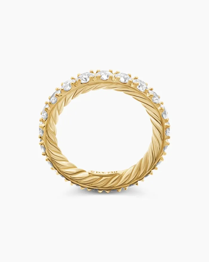 DY Eden Eternity Band Ring In 18K Yellow Gold With Diamonds 32mm Women David Yurman Band DY Eden Eternity Band Ring In 18K Yellow Gold With Diamonds 32mm Women David Yurman Band