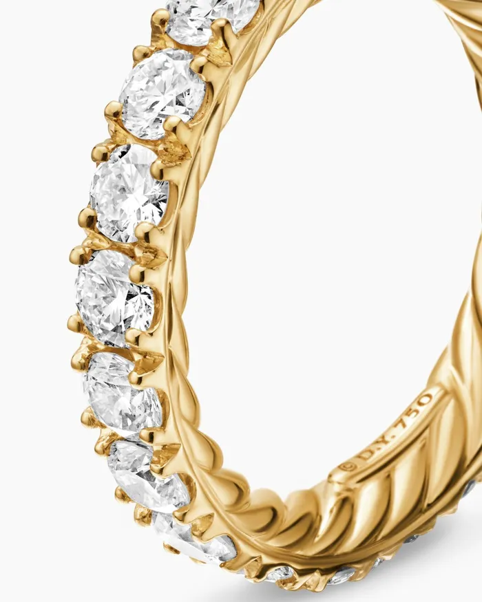 DY Eden Eternity Band Ring In 18K Yellow Gold With Diamonds 32mm Women David Yurman Band DY Eden Eternity Band Ring In 18K Yellow Gold With Diamonds 32mm Women David Yurman Band