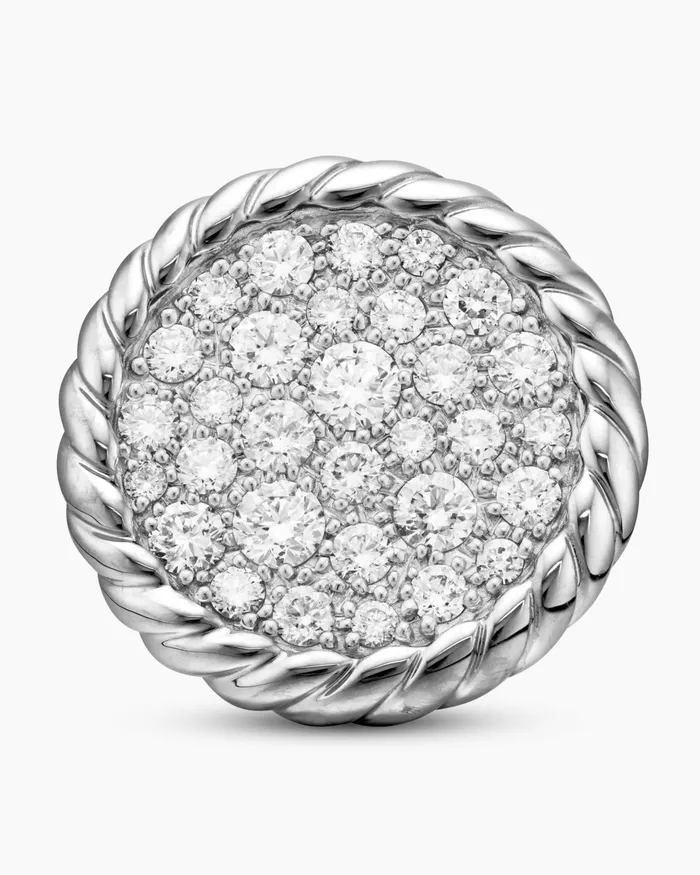 DY Elements Button Stud Earrings In Sterling Silver With Diamonds 136mm Women David Yurman Stud DY Elements Button Stud Earrings In Sterling Silver With Diamonds 136mm Women David Yurman Stud