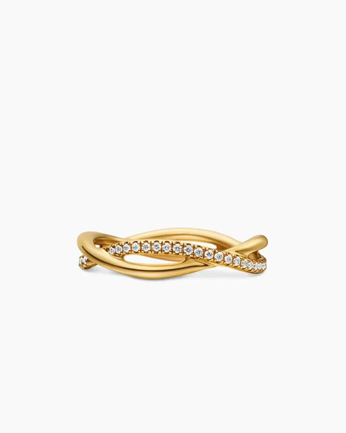 DY Infinity Band Ring In 18K Yellow Gold With Diamonds 418mm Women David Yurman Band DY Infinity Band Ring In 18K Yellow Gold With Diamonds 418mm Women David Yurman Band