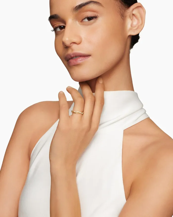 DY Infinity Band Ring In 18K Yellow Gold With Diamonds 418mm Women David Yurman Band DY Infinity Band Ring In 18K Yellow Gold With Diamonds 418mm Women David Yurman Band