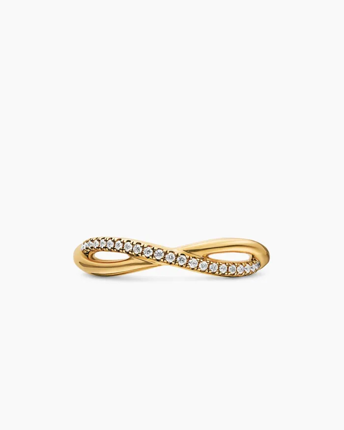 DY Infinity Band Ring In 18K Yellow Gold With Diamonds 418mm Women David Yurman Band DY Infinity Band Ring In 18K Yellow Gold With Diamonds 418mm Women David Yurman Band