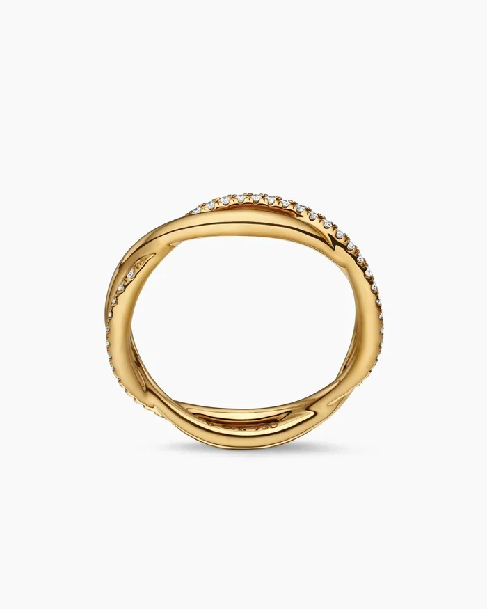 DY Infinity Band Ring In 18K Yellow Gold With Diamonds 418mm Women David Yurman Band DY Infinity Band Ring In 18K Yellow Gold With Diamonds 418mm Women David Yurman Band
