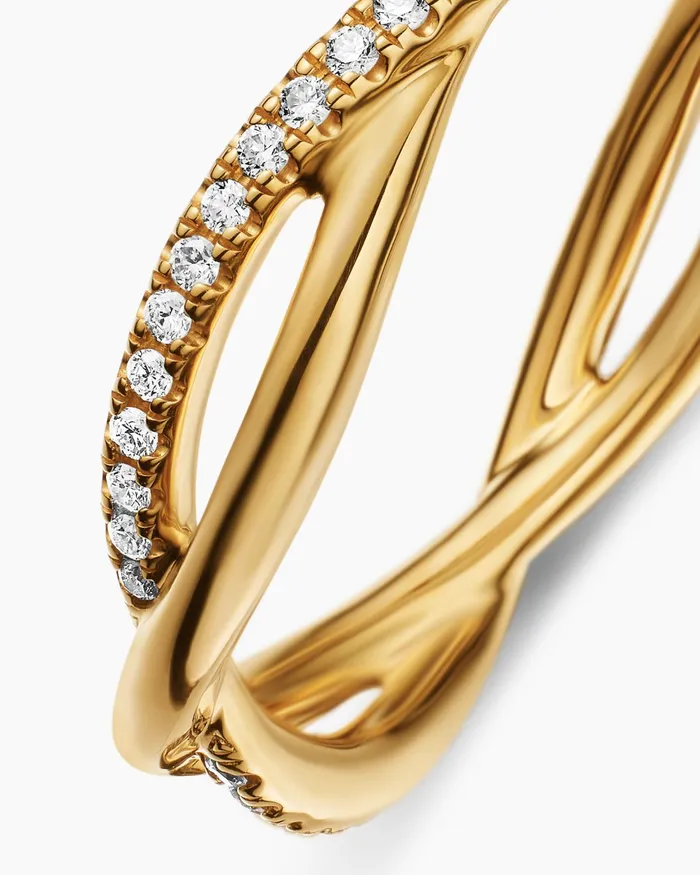 DY Infinity Band Ring In 18K Yellow Gold With Diamonds 418mm Women David Yurman Band DY Infinity Band Ring In 18K Yellow Gold With Diamonds 418mm Women David Yurman Band