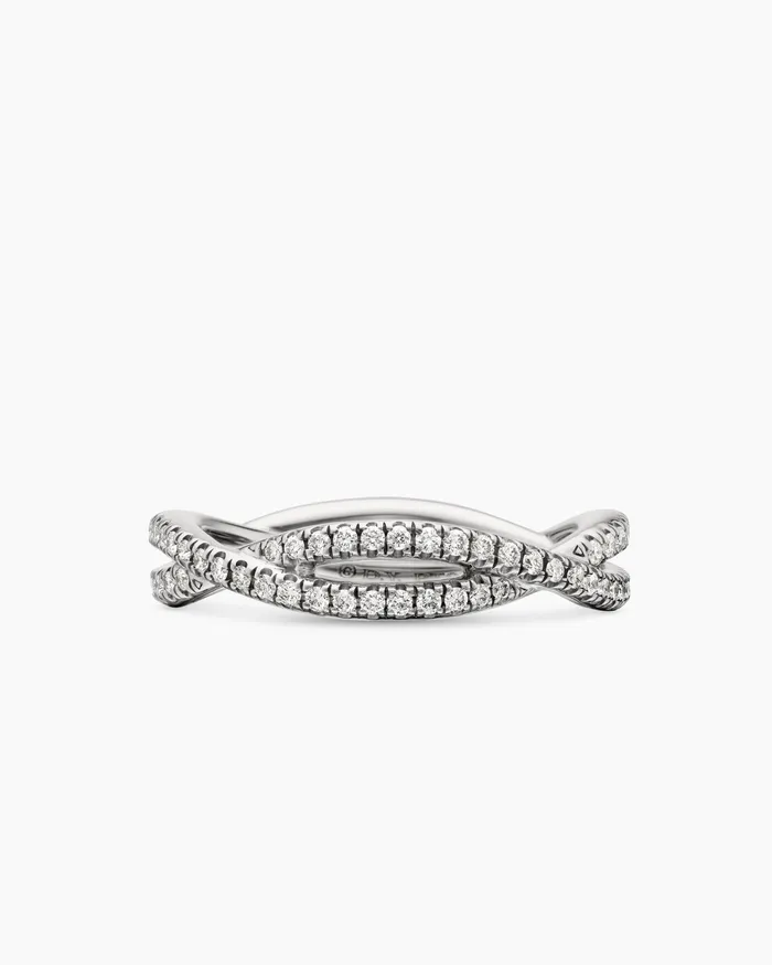 DY Infinity Band Ring In Platinum With Diamonds 418mm Women David Yurman Band DY Infinity Band Ring In Platinum With Diamonds 418mm Women David Yurman Band