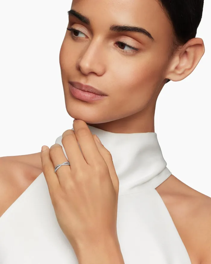 DY Infinity Band Ring In Platinum With Diamonds 418mm Women David Yurman Band DY Infinity Band Ring In Platinum With Diamonds 418mm Women David Yurman Band