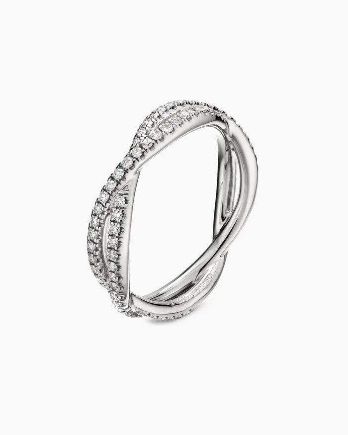DY Infinity Band Ring In Platinum With Diamonds 418mm Women David Yurman Band DY Infinity Band Ring In Platinum With Diamonds 418mm Women David Yurman Band