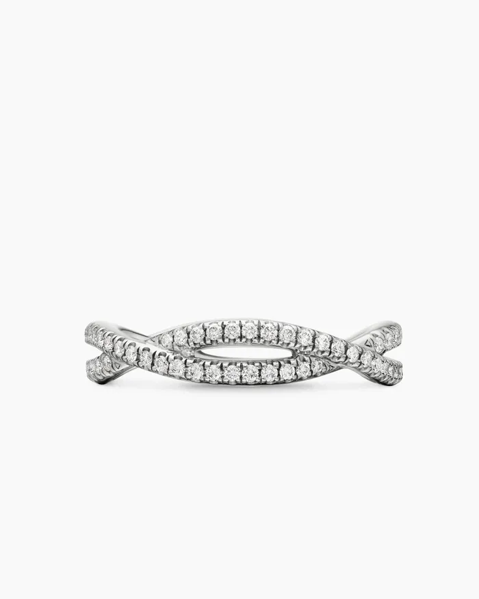 DY Infinity Band Ring In Platinum With Diamonds 418mm Women David Yurman Band DY Infinity Band Ring In Platinum With Diamonds 418mm Women David Yurman Band