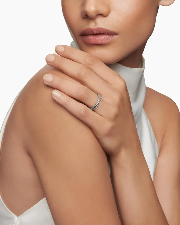 DY Infinity Band Ring In Platinum With Diamonds 418mm Women David Yurman Band DY Infinity Band Ring In Platinum With Diamonds 418mm Women David Yurman Band