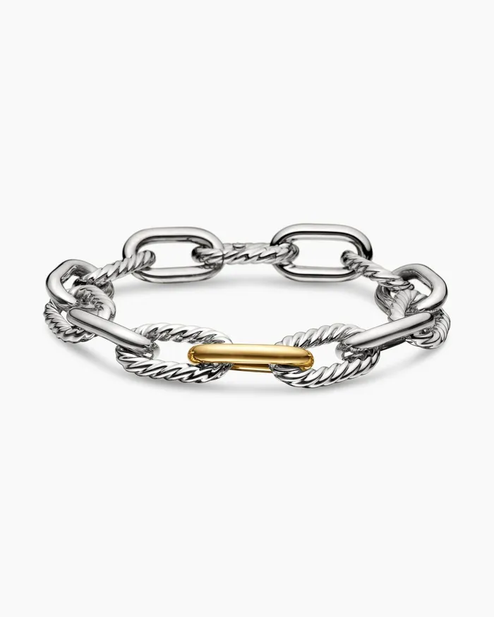 DY Madison Chain Bracelet In Sterling Silver With 18K Yellow Gold 11mm Women David Yurman Chain DY Madison Chain Bracelet In Sterling Silver With 18K Yellow Gold 11mm Women David Yurman Chain