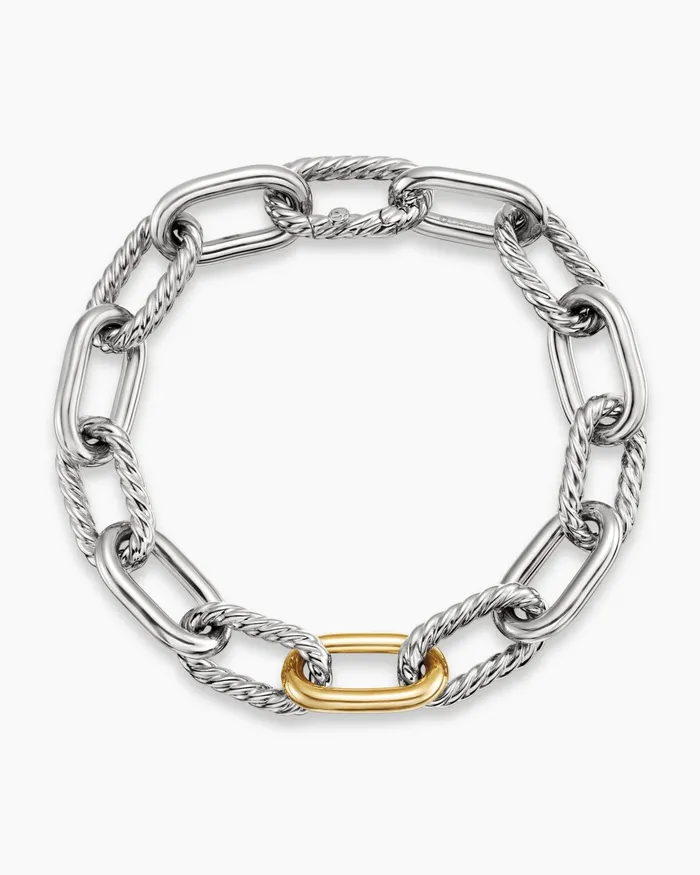 DY Madison Chain Bracelet In Sterling Silver With 18K Yellow Gold 11mm Women David Yurman Chain DY Madison Chain Bracelet In Sterling Silver With 18K Yellow Gold 11mm Women David Yurman Chain
