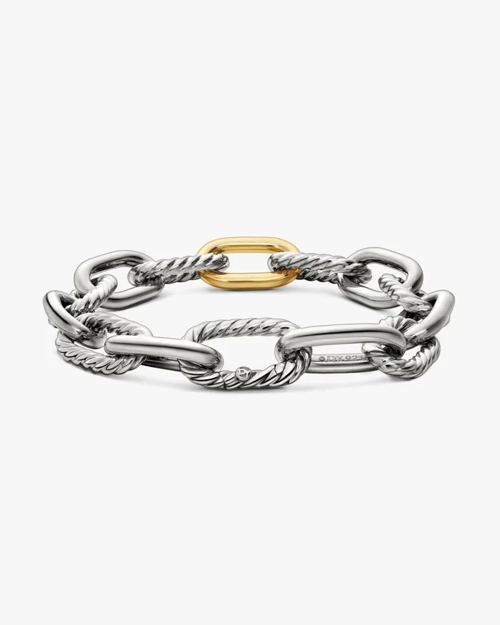 DY Madison Chain Bracelet In Sterling Silver With 18K Yellow Gold 11mm Women David Yurman Chain DY Madison Chain Bracelet In Sterling Silver With 18K Yellow Gold 11mm Women David Yurman Chain