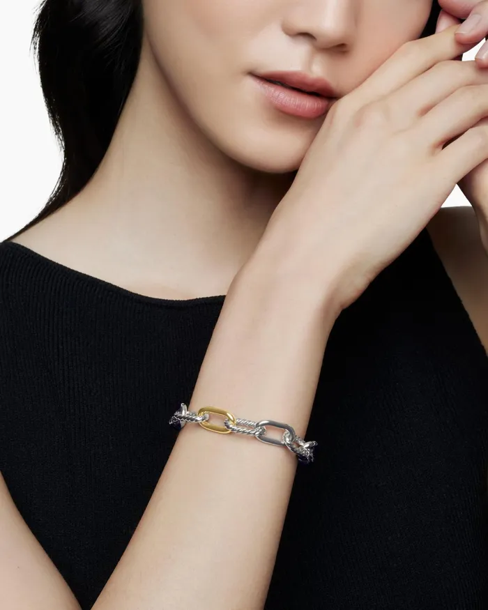 DY Madison Chain Bracelet In Sterling Silver With 18K Yellow Gold 11mm Women David Yurman Chain DY Madison Chain Bracelet In Sterling Silver With 18K Yellow Gold 11mm Women David Yurman Chain