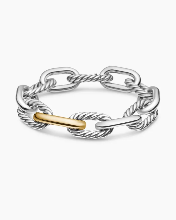 DY Madison Chain Bracelet In Sterling Silver With 18K Yellow Gold 135mm Women David Yurman Chain DY Madison Chain Bracelet In Sterling Silver With 18K Yellow Gold 135mm Women David Yurman Chain