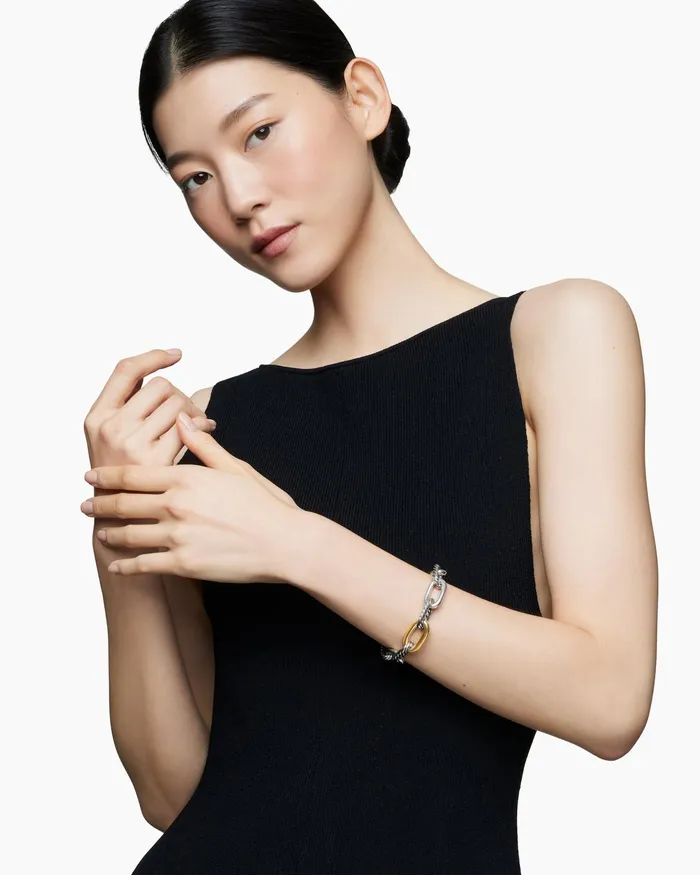 DY Madison Chain Bracelet In Sterling Silver With 18K Yellow Gold 135mm Women David Yurman Chain DY Madison Chain Bracelet In Sterling Silver With 18K Yellow Gold 135mm Women David Yurman Chain