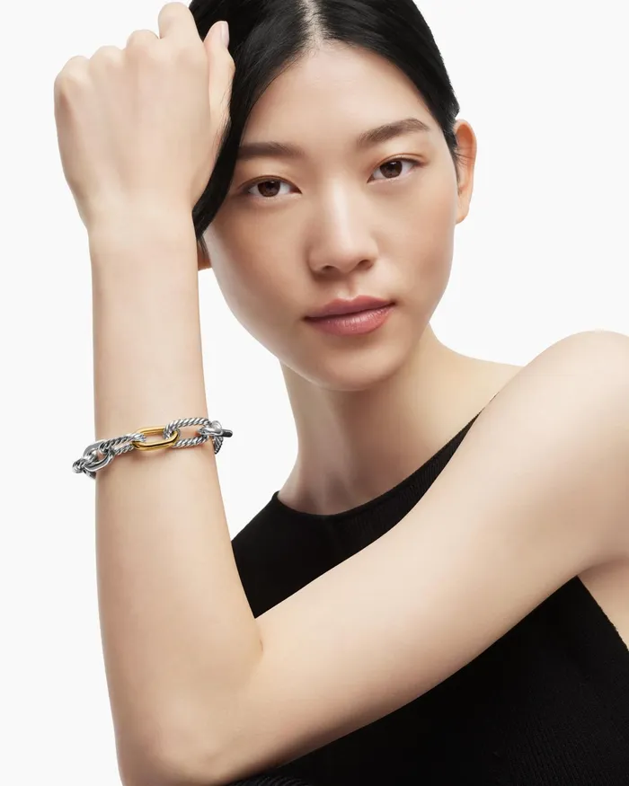 DY Madison Chain Bracelet In Sterling Silver With 18K Yellow Gold 135mm Women David Yurman Chain DY Madison Chain Bracelet In Sterling Silver With 18K Yellow Gold 135mm Women David Yurman Chain