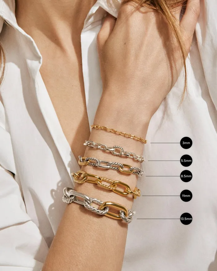 DY Madison Chain Bracelet In Sterling Silver With 18K Yellow Gold 135mm Women David Yurman Chain DY Madison Chain Bracelet In Sterling Silver With 18K Yellow Gold 135mm Women David Yurman Chain