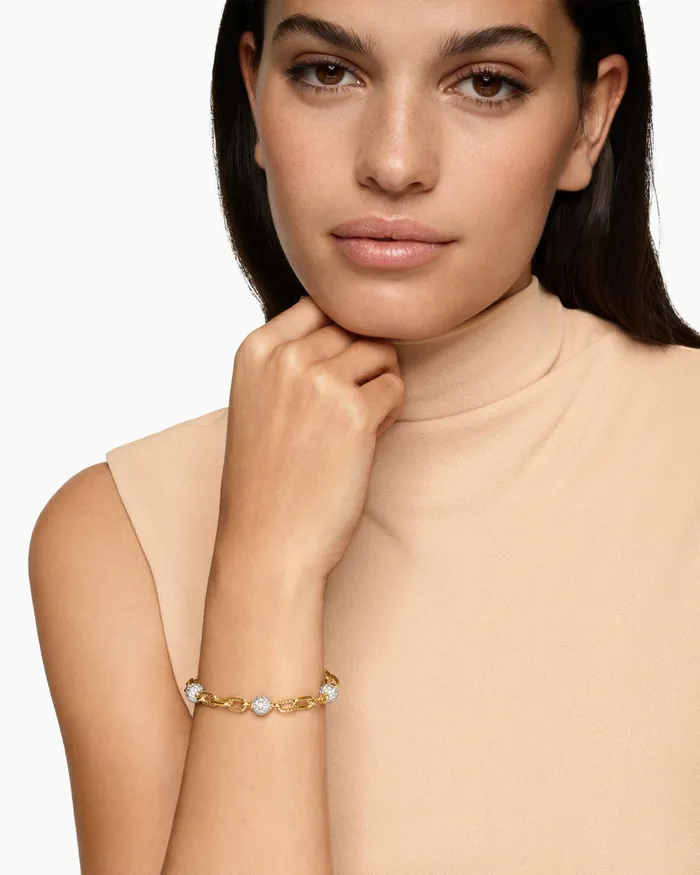 DY Madison Pav Bead Chain Bracelet In 18K Yellow Gold 6mm Women David Yurman Chain DY Madison Pav Bead Chain Bracelet In 18K Yellow Gold 6mm Women David Yurman Chain