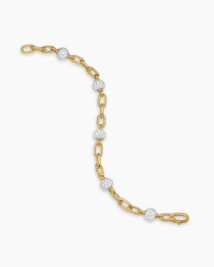 DY Madison Pav Bead Chain Bracelet In 18K Yellow Gold 6mm Women David Yurman Chain DY Madison Pav Bead Chain Bracelet In 18K Yellow Gold 6mm Women David Yurman Chain
