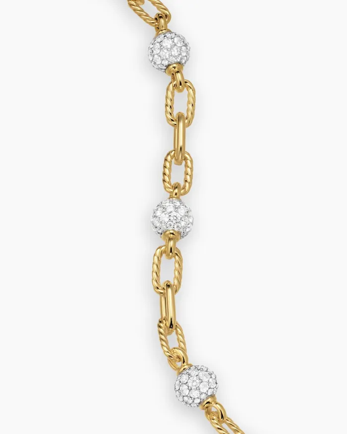 DY Madison Pav Bead Chain Bracelet In 18K Yellow Gold 6mm Women David Yurman Chain DY Madison Pav Bead Chain Bracelet In 18K Yellow Gold 6mm Women David Yurman Chain