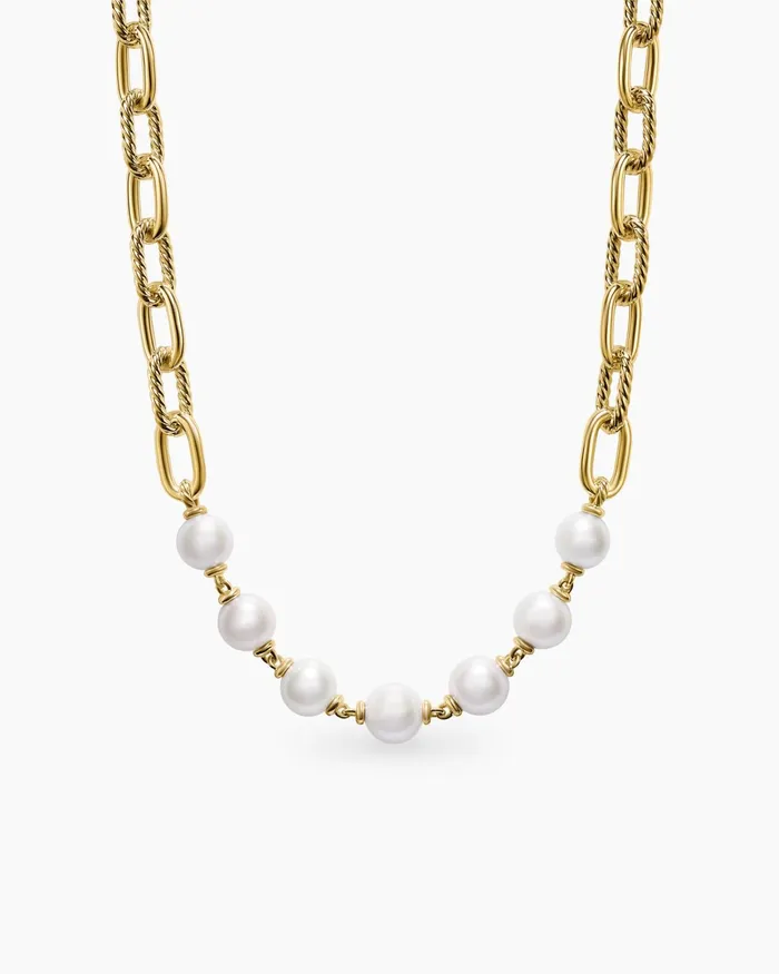 DY Madison Pearl Toggle Chain Necklace In 18K Yellow Gold 11mm Women David Yurman Chain DY Madison Pearl Toggle Chain Necklace In 18K Yellow Gold 11mm Women David Yurman Chain