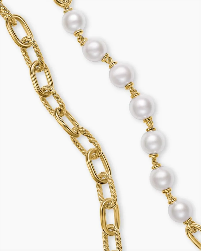 DY Madison Pearl Toggle Chain Necklace In 18K Yellow Gold 11mm Women David Yurman Chain DY Madison Pearl Toggle Chain Necklace In 18K Yellow Gold 11mm Women David Yurman Chain