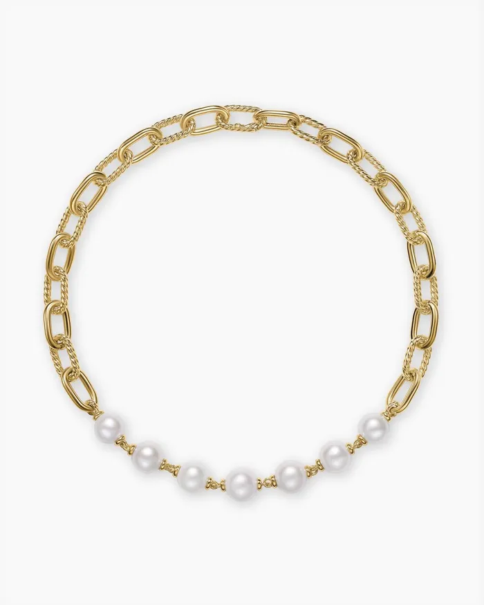 DY Madison Pearl Toggle Chain Necklace In 18K Yellow Gold 11mm Women David Yurman Chain DY Madison Pearl Toggle Chain Necklace In 18K Yellow Gold 11mm Women David Yurman Chain