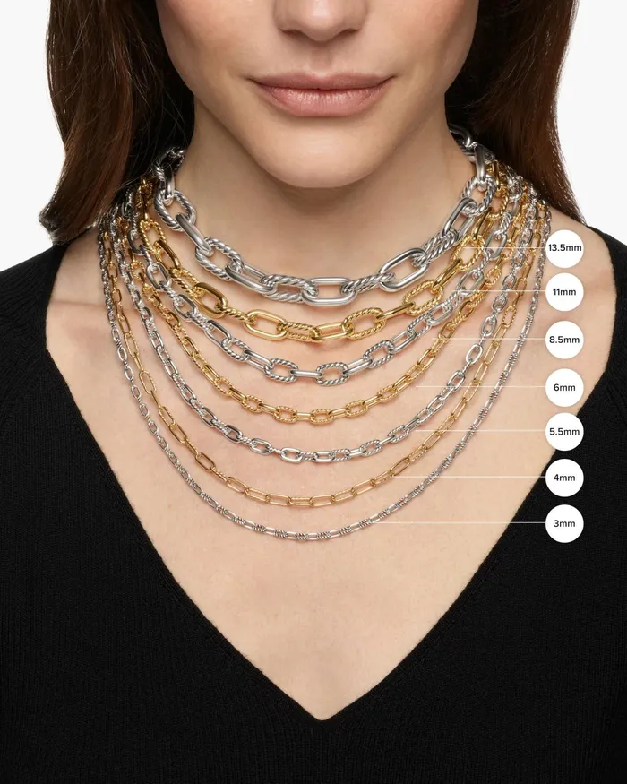DY Madison Pearl Toggle Chain Necklace In 18K Yellow Gold 11mm Women David Yurman Chain DY Madison Pearl Toggle Chain Necklace In 18K Yellow Gold 11mm Women David Yurman Chain