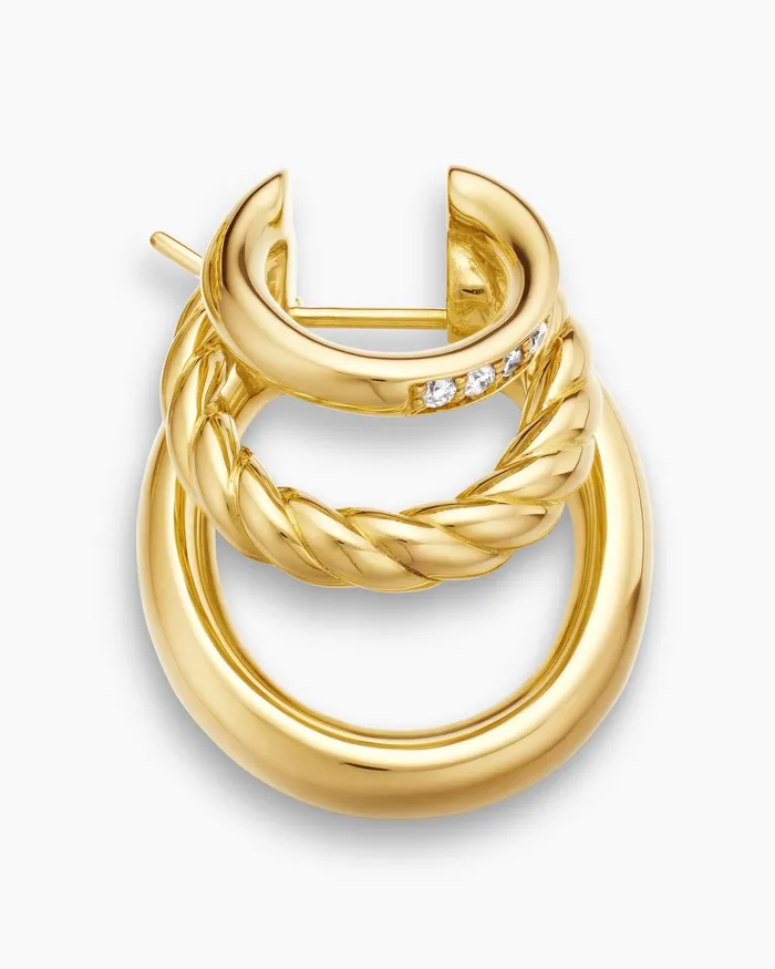 DY Mercer Multi Hoop Earrings In 18K Yellow Gold With Diamonds 21mm Women David Yurman Hoop DY Mercer Multi Hoop Earrings In 18K Yellow Gold With Diamonds 21mm Women David Yurman Hoop