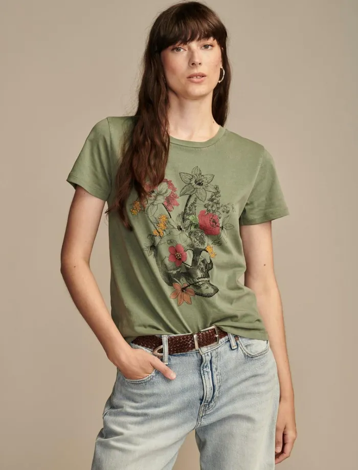 Embellished Floral Skull Classic Crew Sea Spray Women Lucky Brand Graphic Tees Embellished Floral Skull Classic Crew Sea Spray Women Lucky Brand Graphic Tees