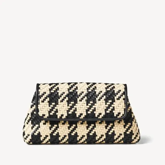 Evening Clutch Black and Ivory Woven Leather Women Aspinal Of London Woven Leather Evening Clutch Black and Ivory Woven Leather Women Aspinal Of London Woven Leather