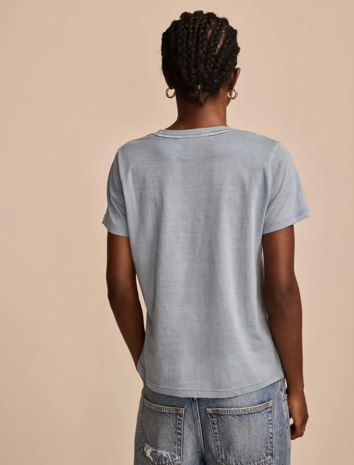 Feel The Sunshine Classic Crew Faded Denim Women Lucky Brand Graphic Tees