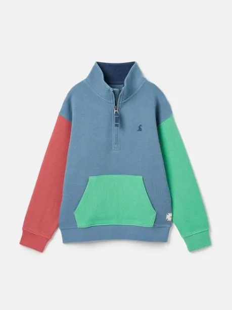 Fleeces and Sweatshirts Boys Joules Blue Boys039 Quarter Zip Sweatshirt