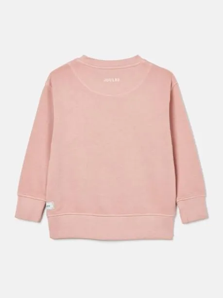 Fleeces and Sweatshirts Girls Joules Pink Crew Neck Slogan Sweatshirt