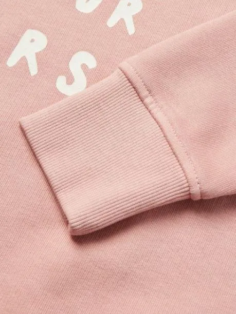 Fleeces and Sweatshirts Girls Joules Pink Crew Neck Slogan Sweatshirt