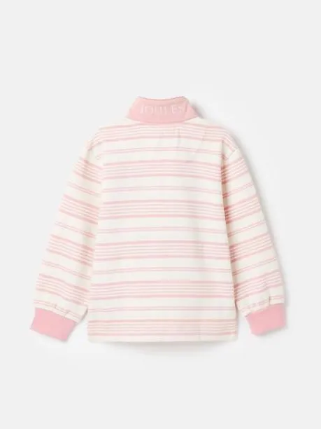 Fleeces and Sweatshirts Girls Joules Pink Stripe Funnel Neck Sweatshirt