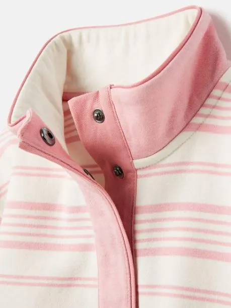 Fleeces and Sweatshirts Girls Joules Pink Stripe Funnel Neck Sweatshirt